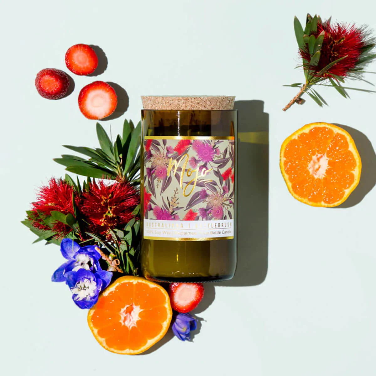 Australiana Reclaimed Wine Bottle Soy Wax Candle - Bottlebrush - Image 2