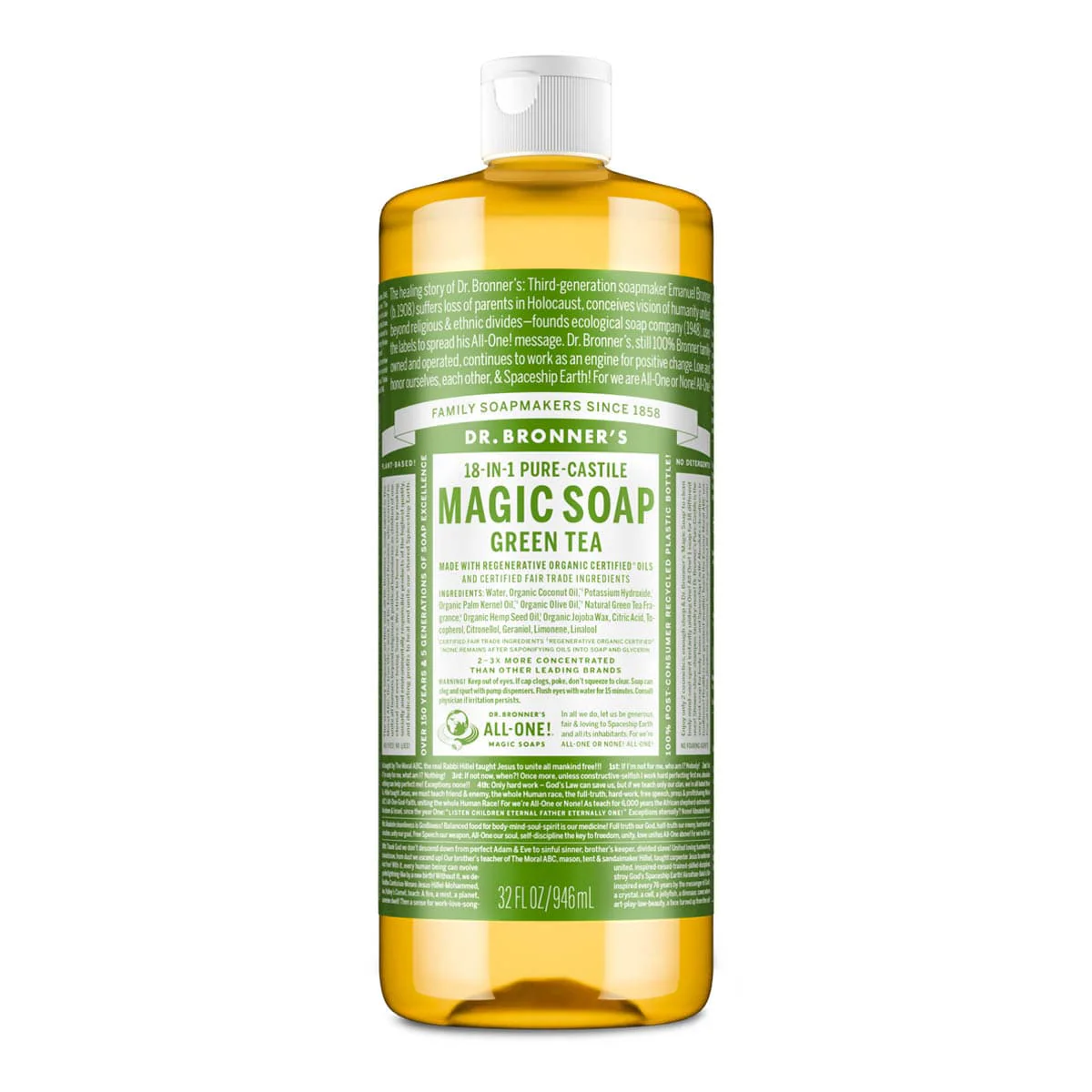 18-In-1 Pure-Castile Magic Soap - Green Tea