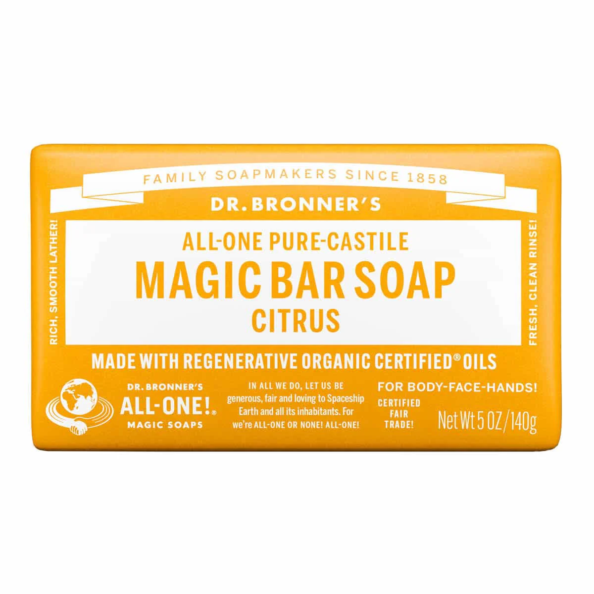 Pure-Castile Magic Bar Soap - Citrus Orange
