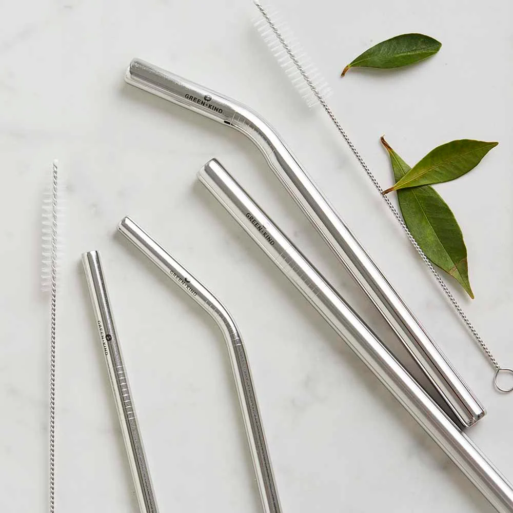 Stainless Steel Bent Straws - 4 Pack - Image 2