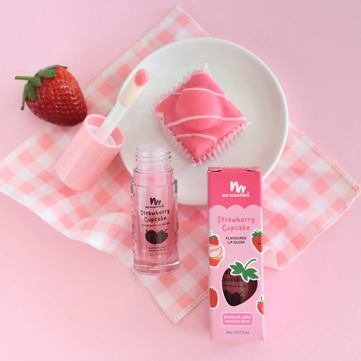 Kids Natural Lip Gloss - Strawberry Cupcake - Image 3
