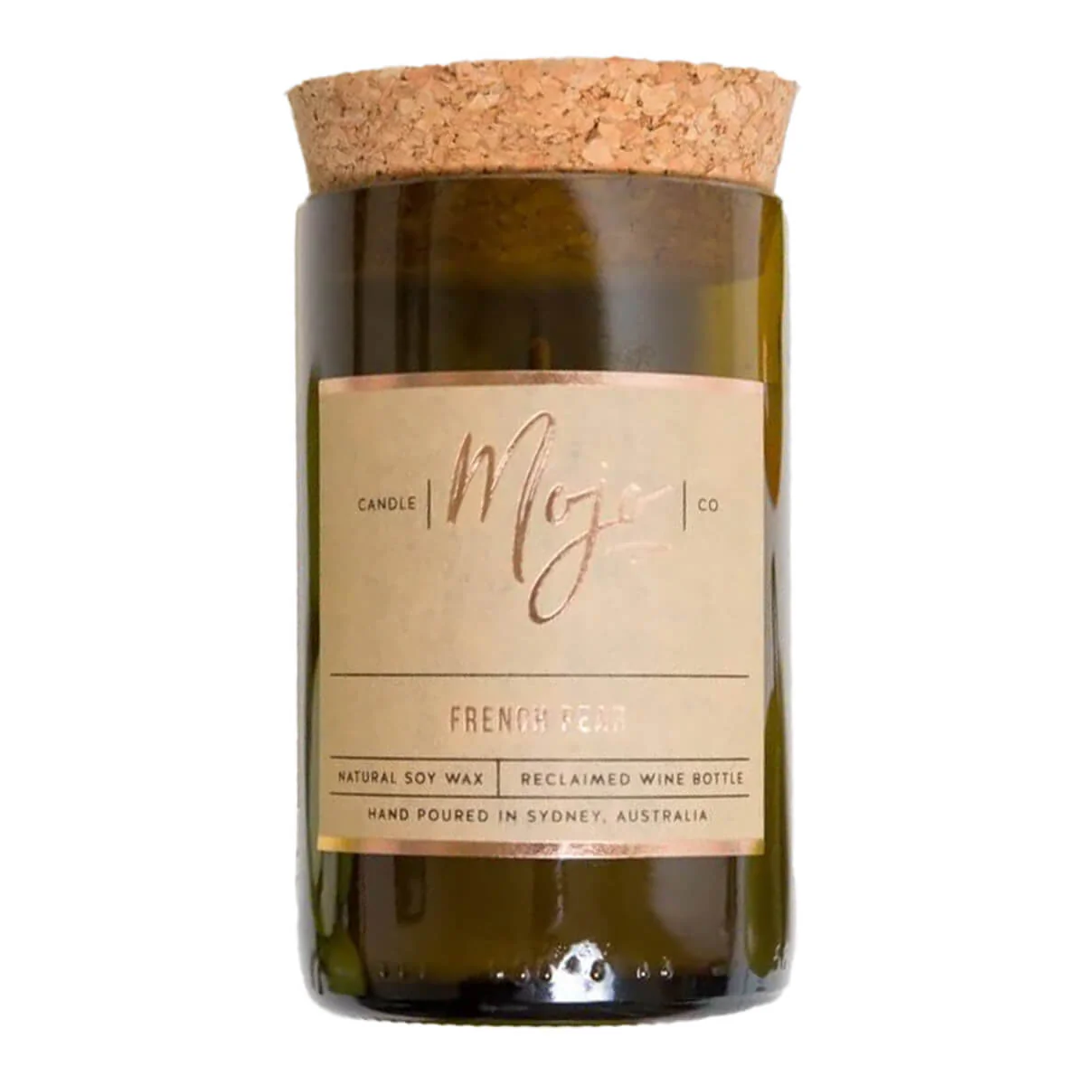 Reclaimed Wine Bottle Soy Wax Candle - French Pear