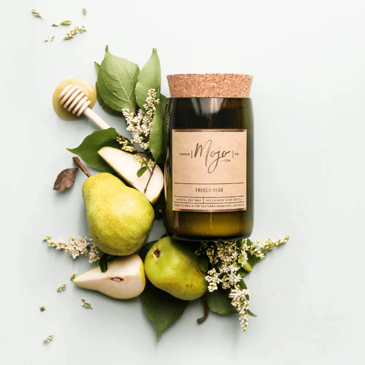 Reclaimed Wine Bottle Soy Wax Candle - French Pear - Image 2