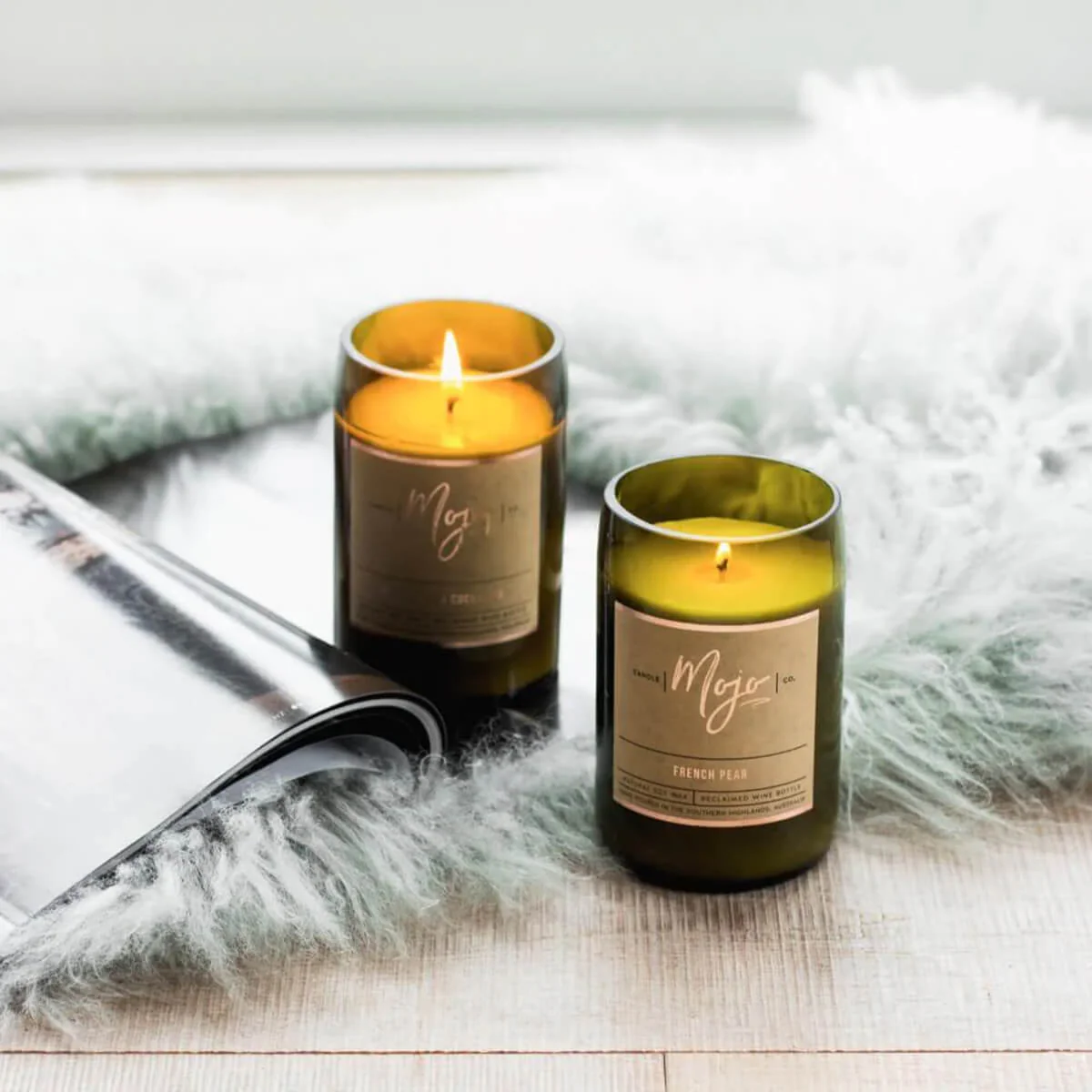 Reclaimed Wine Bottle Soy Wax Candle - French Pear - Image 3