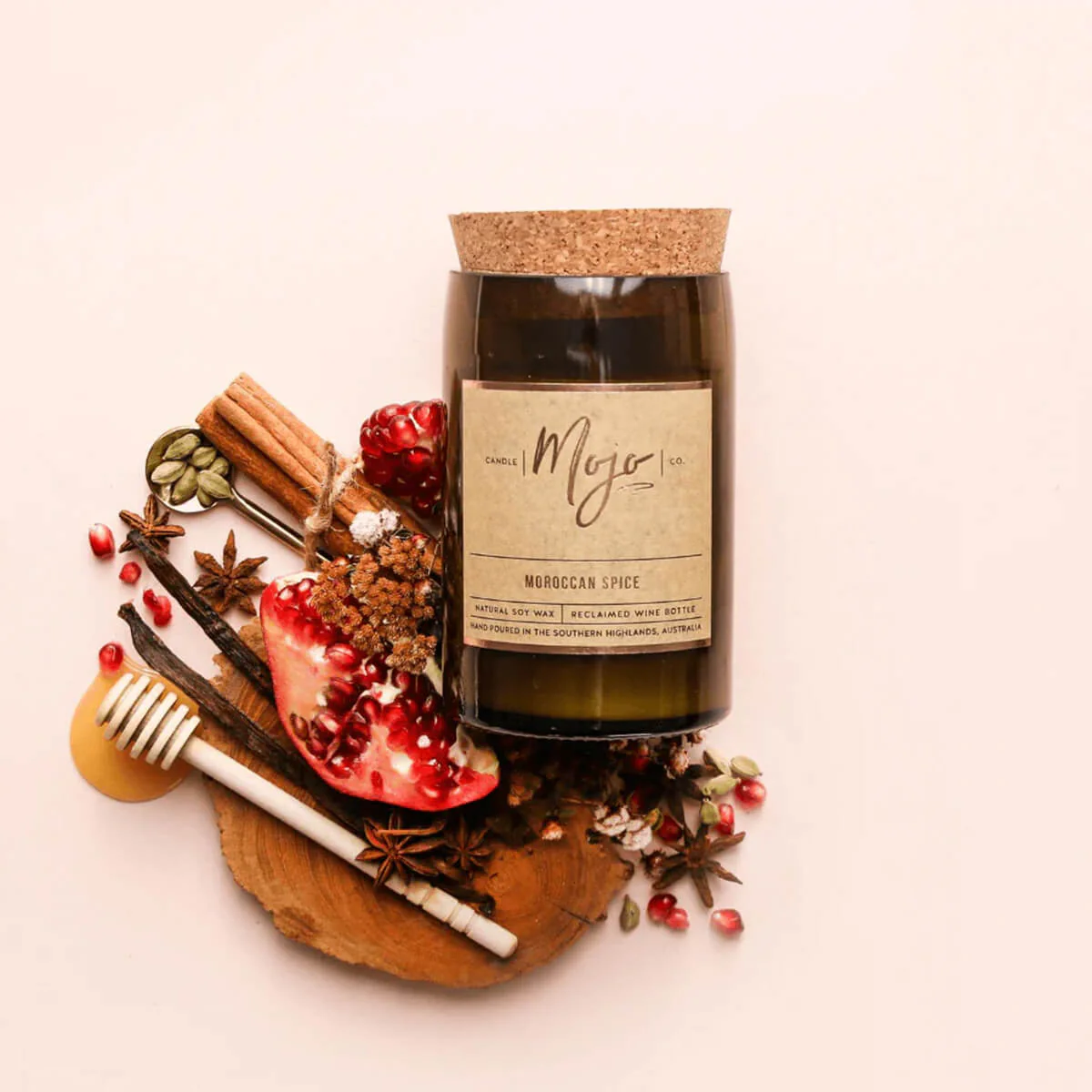 Reclaimed Wine Bottle Soy Wax Candle - Moroccan Spice - Image 2