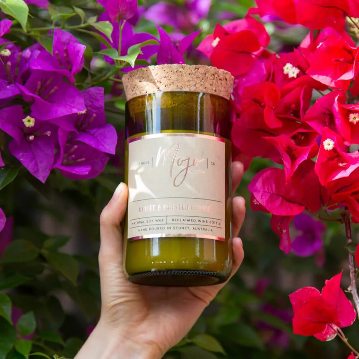 Reclaimed Wine Bottle Soy Wax Candle - Violet & Frosted Berries - Image 3