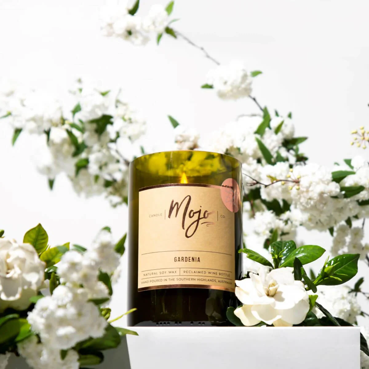 Spring Limited Edition Reclaimed Wine Bottle Soy Wax Candle - Gardenia - Image 2