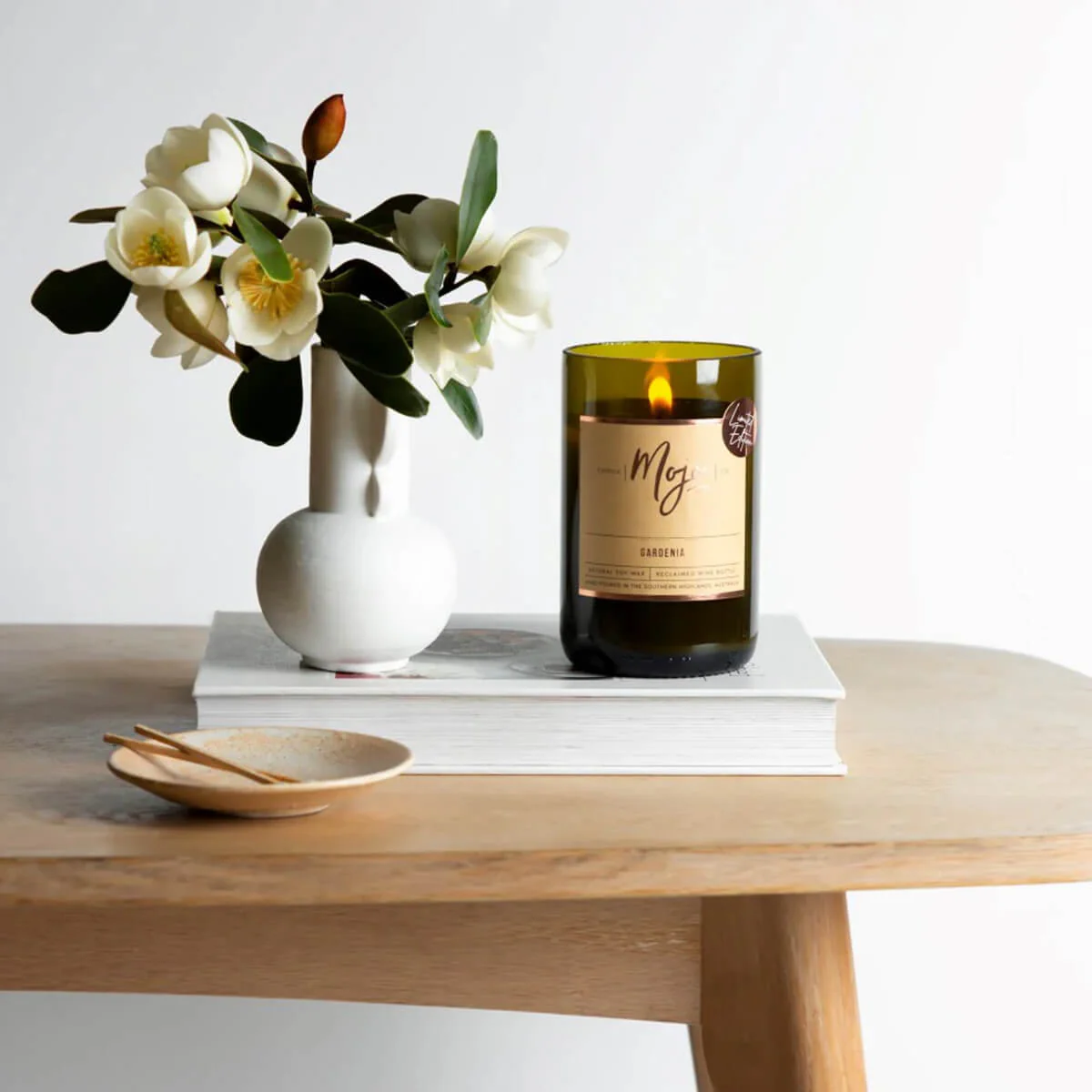 Spring Limited Edition Reclaimed Wine Bottle Soy Wax Candle - Gardenia - Image 3